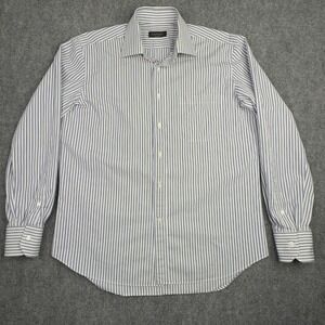 Canali Dress Shirt Mens 41/16 Blue White Striped Cotton Italian Luxury Business